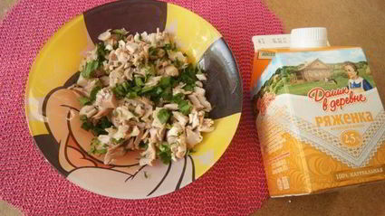 блинчики на ряженке с куриным припеком