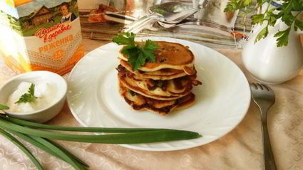блинчики на ряженке с куриным припеком