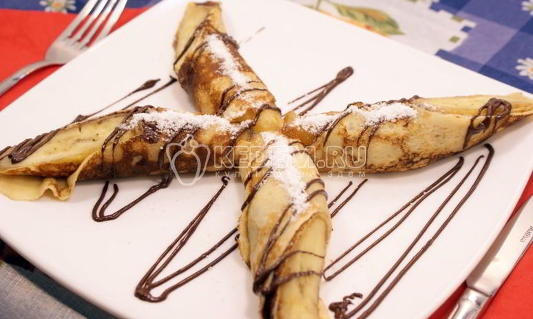 Рецепт блинчиков с бананом и шоколадом