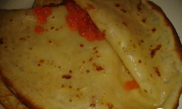 Рецепт блинов с красной икрой