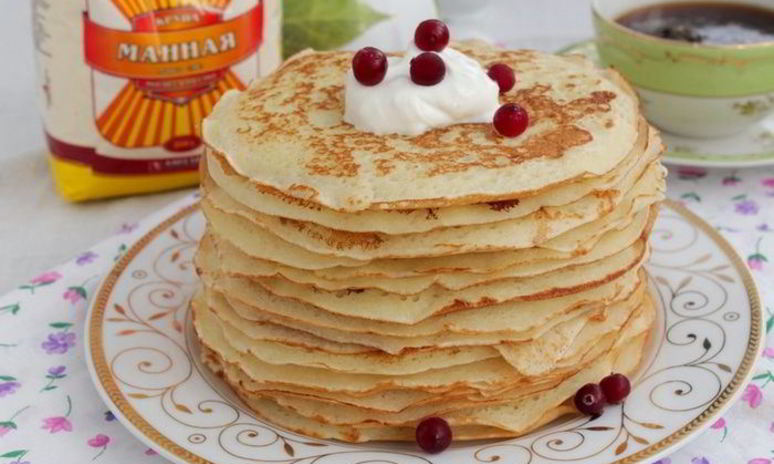 Рецепт блинов с манной крупой