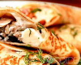 Блины с сыром и грибами