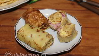 Блины с ветчиной и сыром