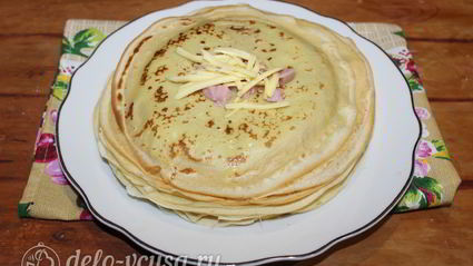 блины с ветчиной и сыром