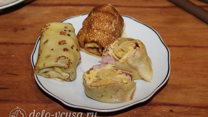 блины с ветчиной и сыром