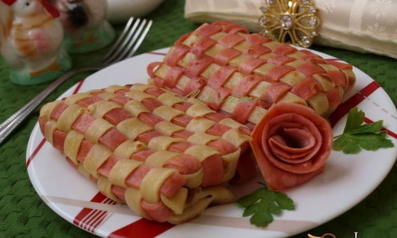 Рецепт плетеных блинчиков с гречневой начинкой