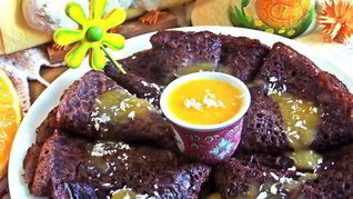 Шоколадные блины с лимонным курдом