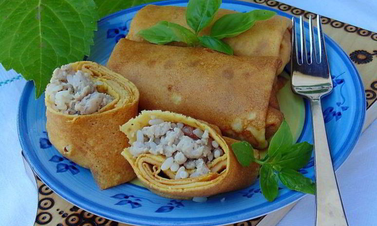 Рецепт тыквенных блинов с мясом