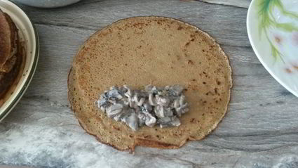 заварные гречневые блины с шампиньонами