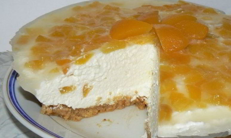 Рецепт чизкейка без выпечки с персиками