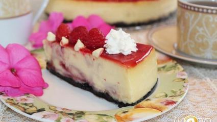 чизкейк с белым шоколадом и малиной