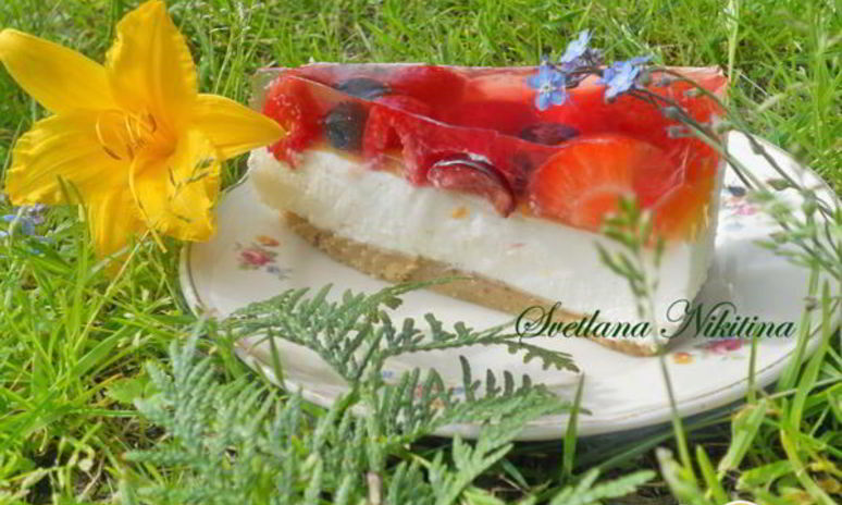 Рецепт чизкейка с фруктами и желе