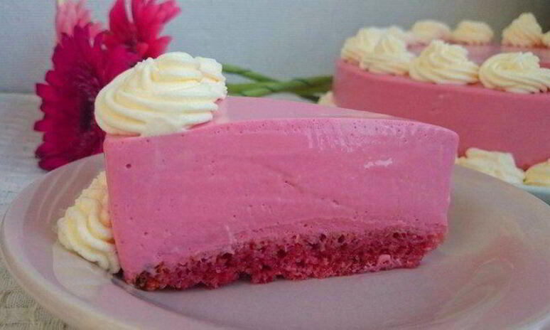Рецепт холодного розового чизкейка