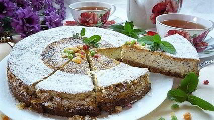 лимонный чизкейк с марципаном и маком