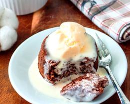 Шоколадный фондан с ванильным мороженым по ГОСТу