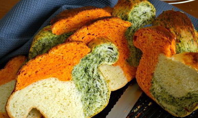 Рецепт трехцветного хлебушка