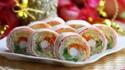 лаваш с корейской морковкой и крабовыми палочками