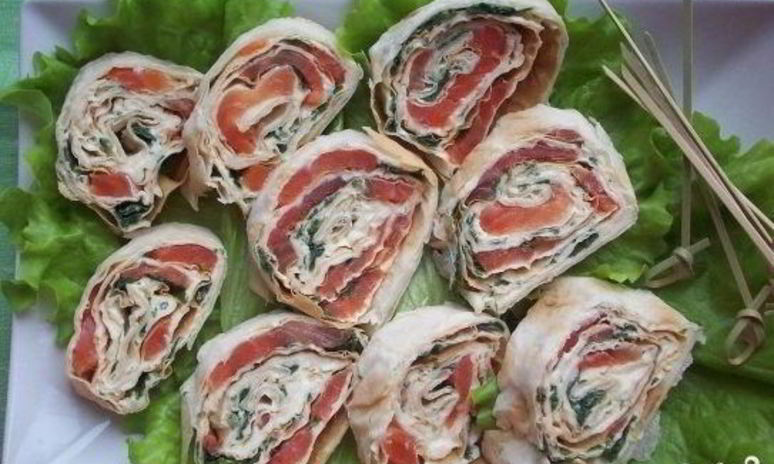 Рецепт лаваша с красной рыбой и сыром