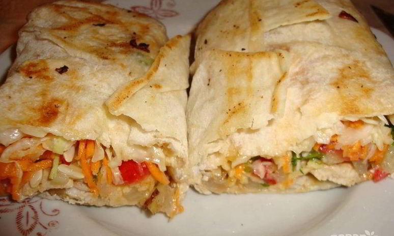Рецепт лаваша с курицей и овощами