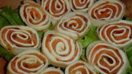 рулеты из лаваша с икрой