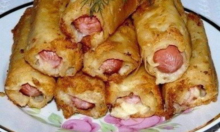 Рецепт сосисок с картофелем в тонком лаваше