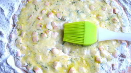 сырно-тыквенные лепешки с колбасой и зеленью