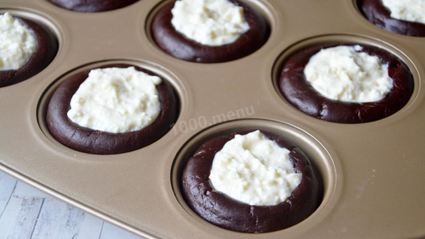 шоколадные маффины с творогом