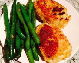 Картофельные оладьи из пюре со стручковой фасолью