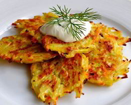 Картофельные оладьи лорики с грибами и яйцом