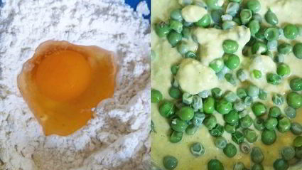 оладьи с зеленым горошком