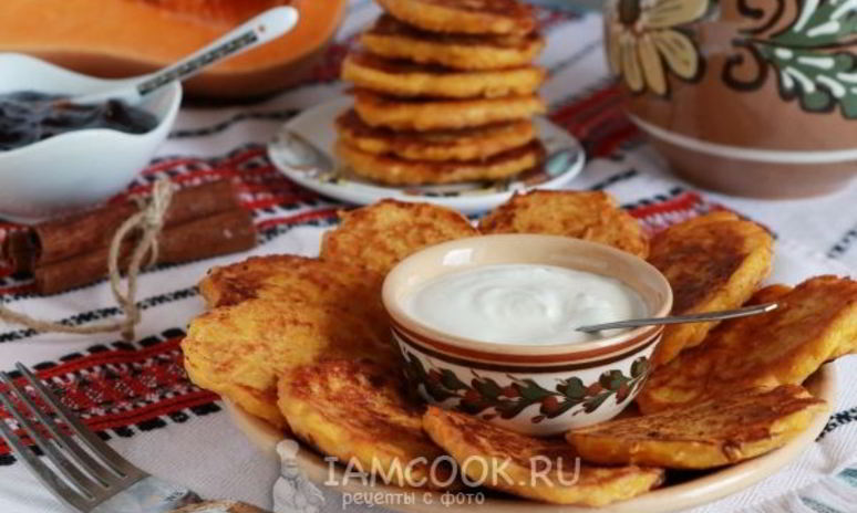 Рецепт тыквенных оладий с сырой тыквой