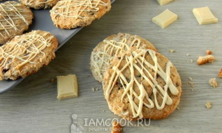 Рецепт овсяного печенья с изюмом и белым шоколадом