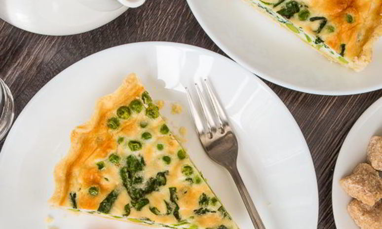 Рецепт киша с зеленым горошком и шпинатом