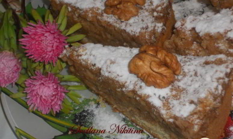 Рецепт пирога орехового с яблоками