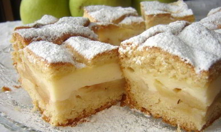 Рецепт пирога с яблоками в сметанном креме