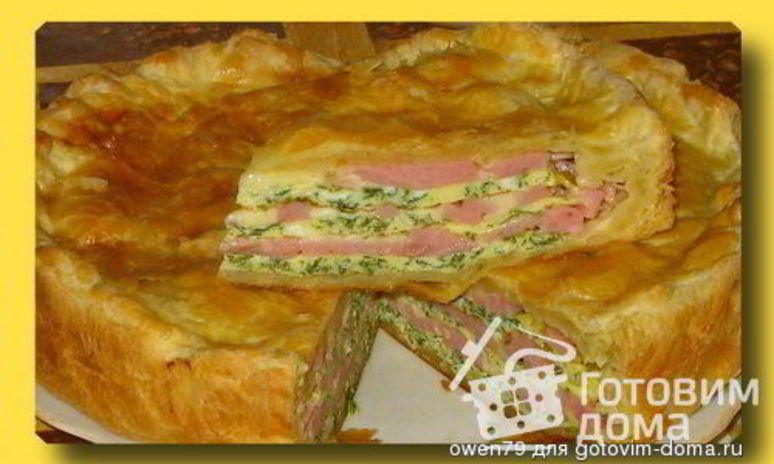 Рецепт слоеного пирога с ветчиной и сыром