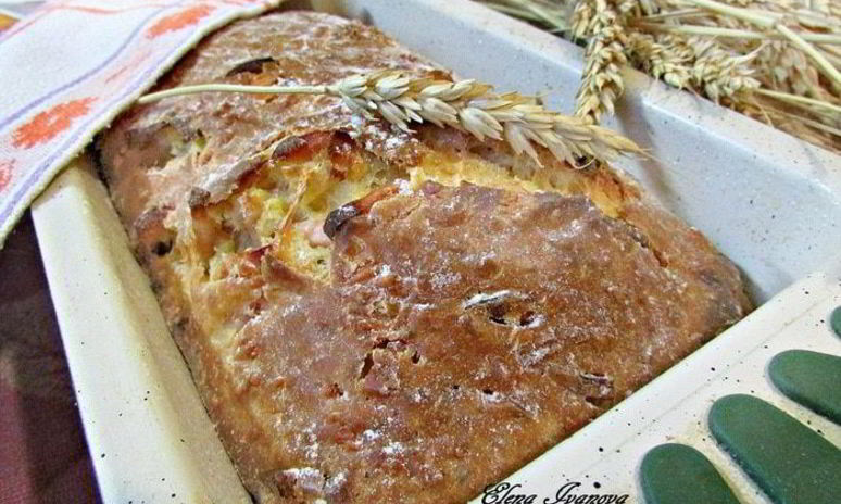 Рецепт закусочного пирога с ветчиной и сыром