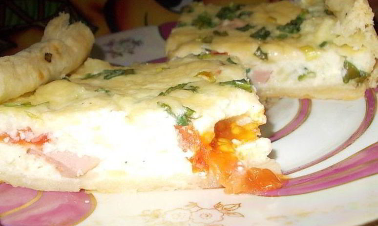 Рецепт лжепиццы из двух сыров и зеленого лука