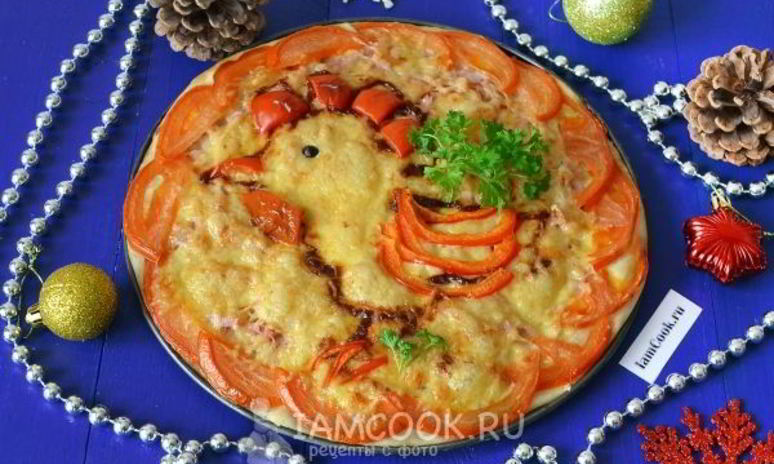 Рецепт новогодней пиццы петушок