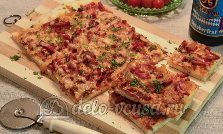 Рецепт пиццы с колбасой