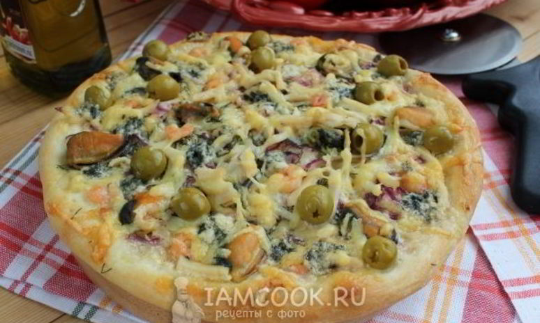 Рецепт пиццы с морепродуктами