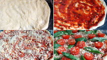 пицца с помидорами черри и базиликом