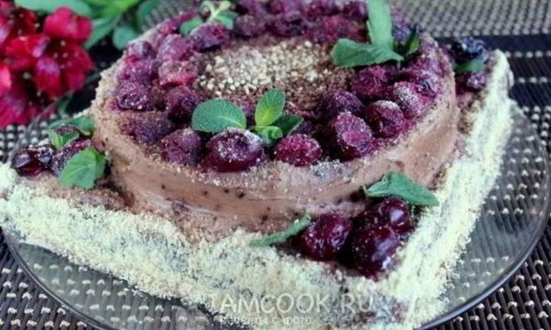Рецепт шоколадна-сметанного торт с вишней