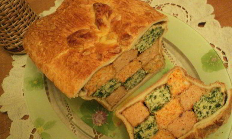 Рецепт куриной запеканки в тесте три вкуса