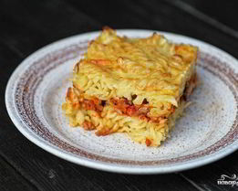 Макаронная запеканка с сосиской