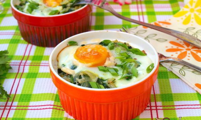 Рецепт рисовой запеканки со шпинатом и яйцом