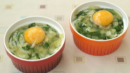 рисовая запеканка со шпинатом и яйцом