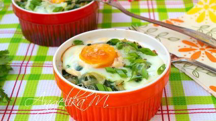 рисовая запеканка со шпинатом и яйцом