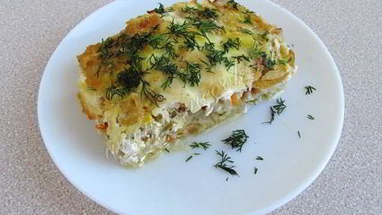 рыбная запеканка с квашеной капустой