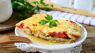 Запеканка из баклажанов с куриной грудкой